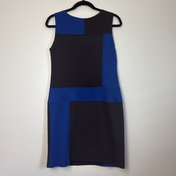 💛 Enfocus Studio Blue and Black Color block Sleeveless Stretchy Dress Size 8 - Picture 6 of 8